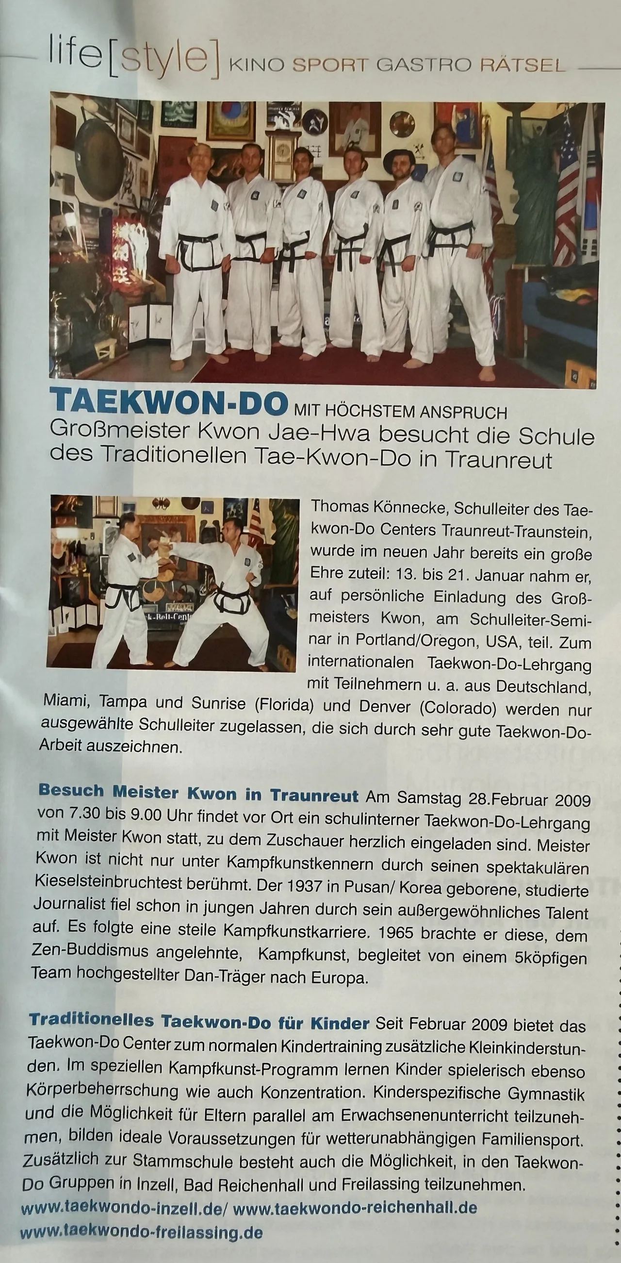 Artikel „Taekwon-Do mit höchstem Anspruch", BIZZ! Februar/März 2009
