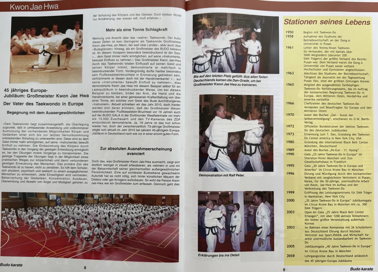 Ausführliche Biografie und Zeittafel „Stationen seines Lebens", Budo Karate Nr. 3-2010, S. 8–9