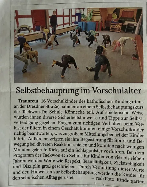Zeitungsartikel „Selbstbehauptung im Vorschulalter", Traunreuter Anzeiger, Oktober 2017