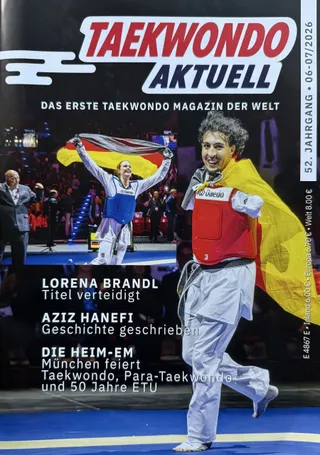 Titelseite des Magazins „Taekwondo Aktuell", 52. Jahrgang, Ausgabe 06-07/2026