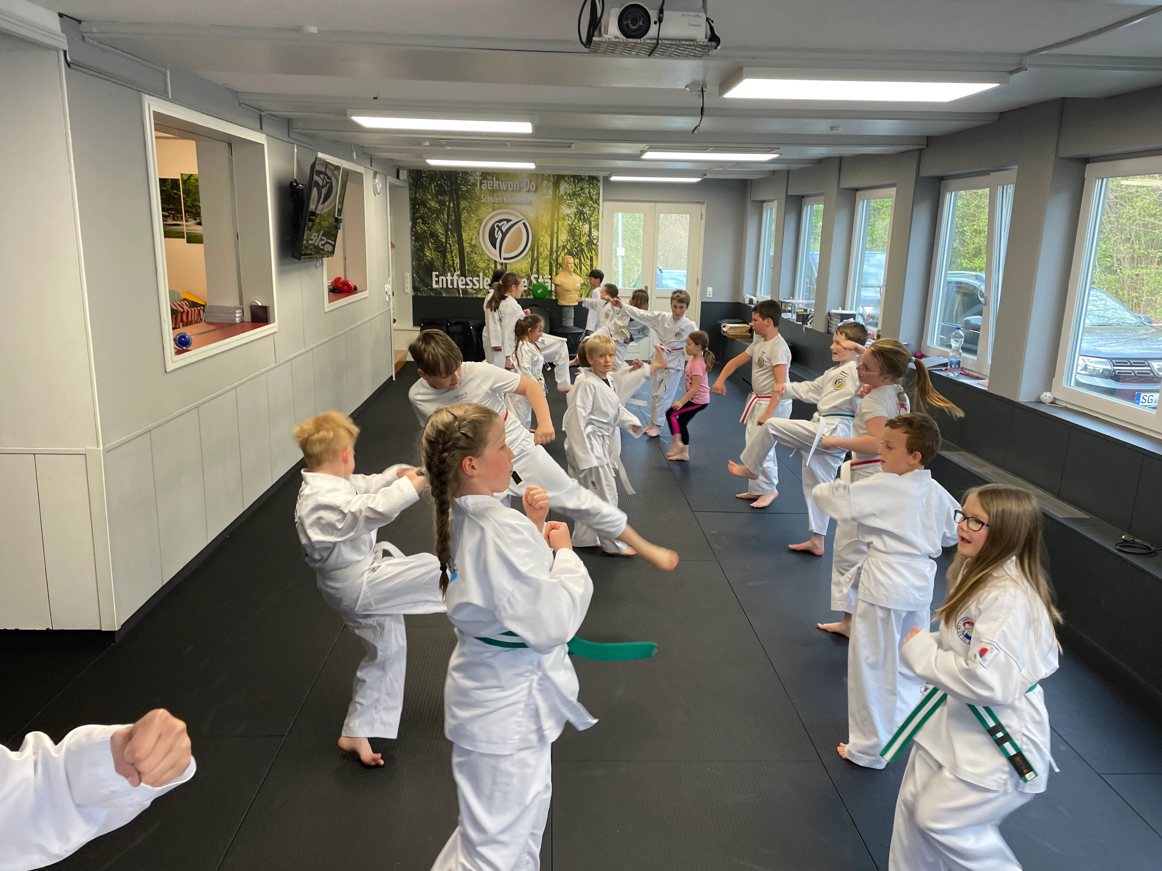 Kindertraining im Surtal – Trainingsgruppe bei einer Kicktechnik