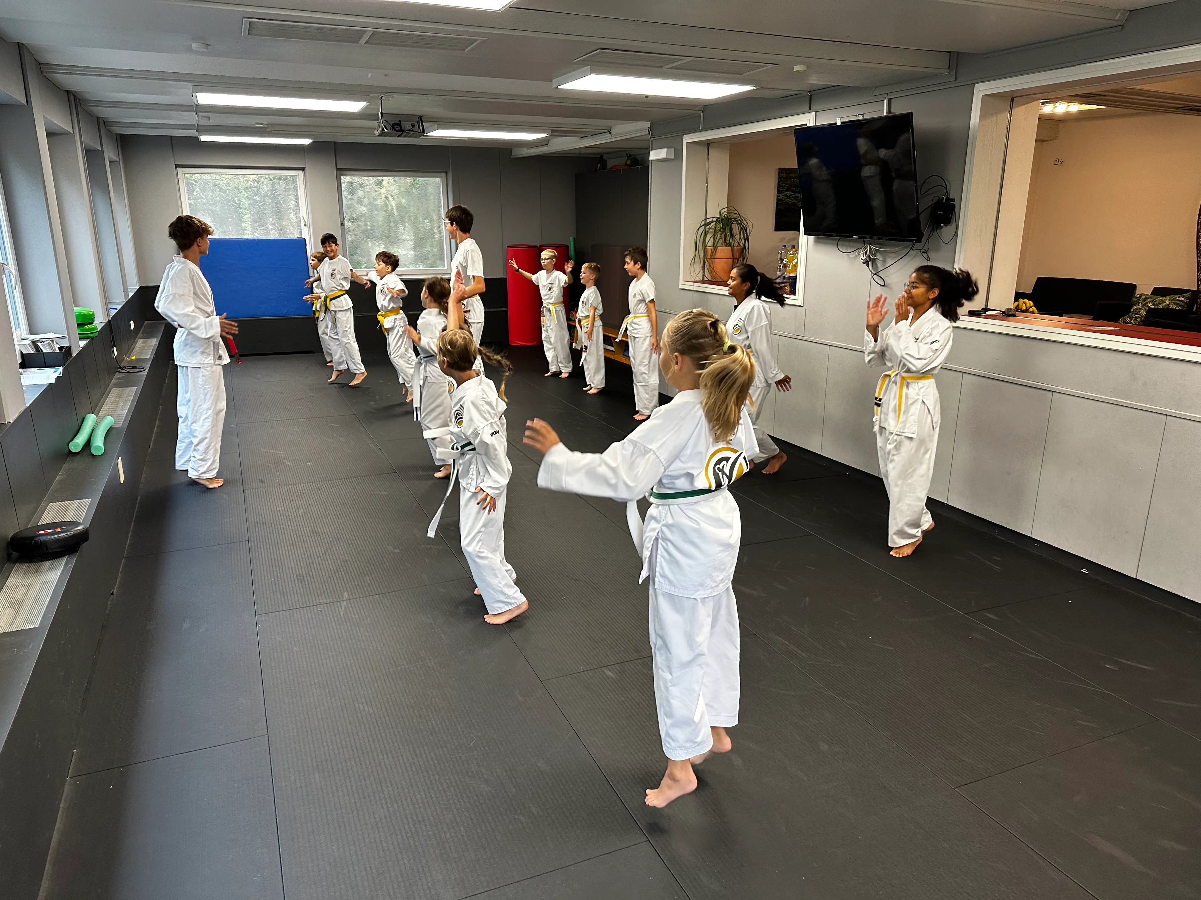 Kindertraining im Surtal – Trainingsgruppe bei einer Sprungtechnik